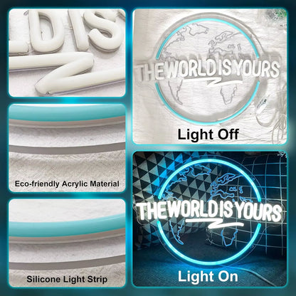 The World Is Yours Neon Sign - Carved Planet LED