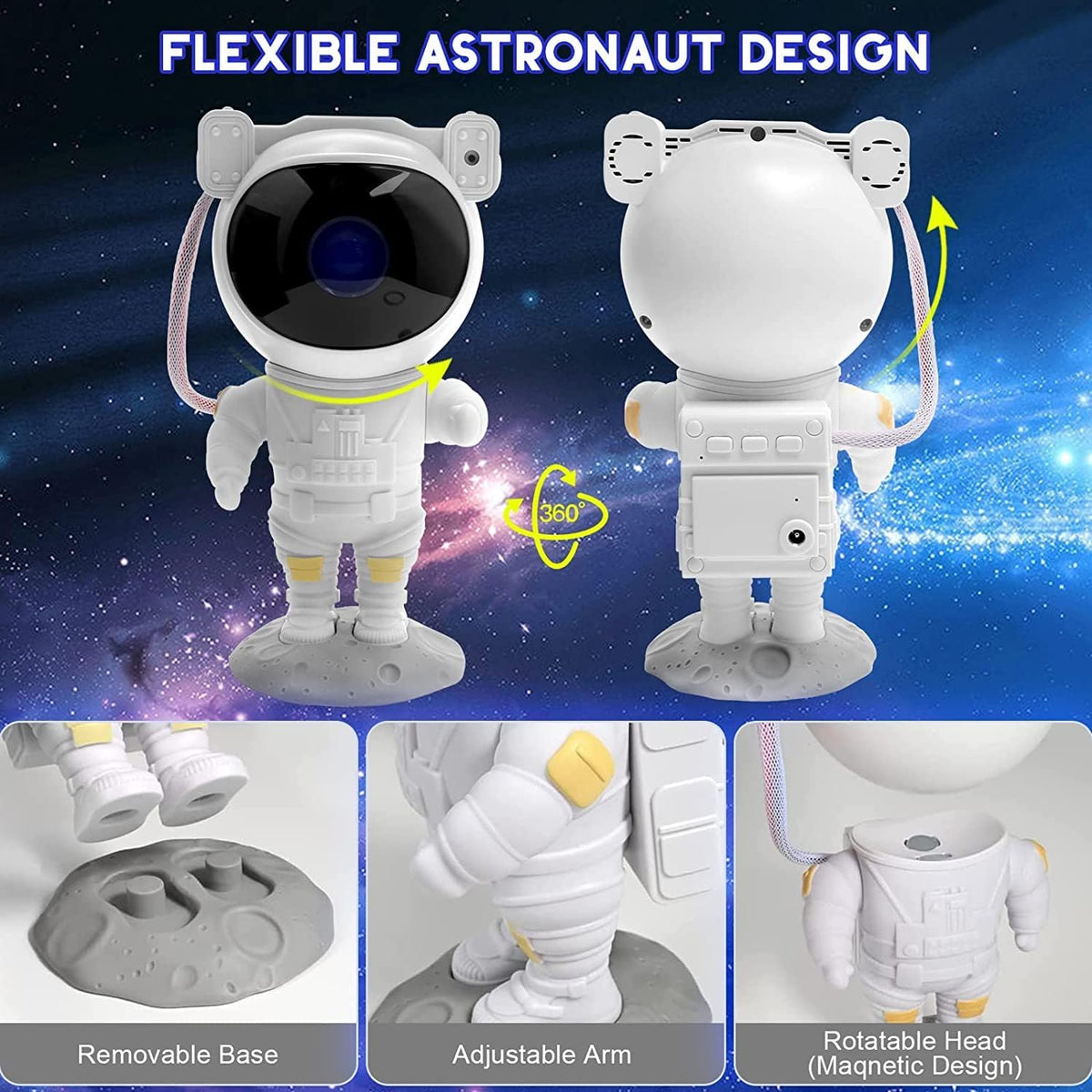 Little Astronaut Star Projector - 8 Nebula Modes, Remote & Timer