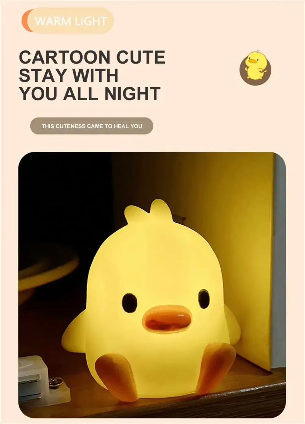 Duck Night Light - Cute Cartoon Animal Lamp