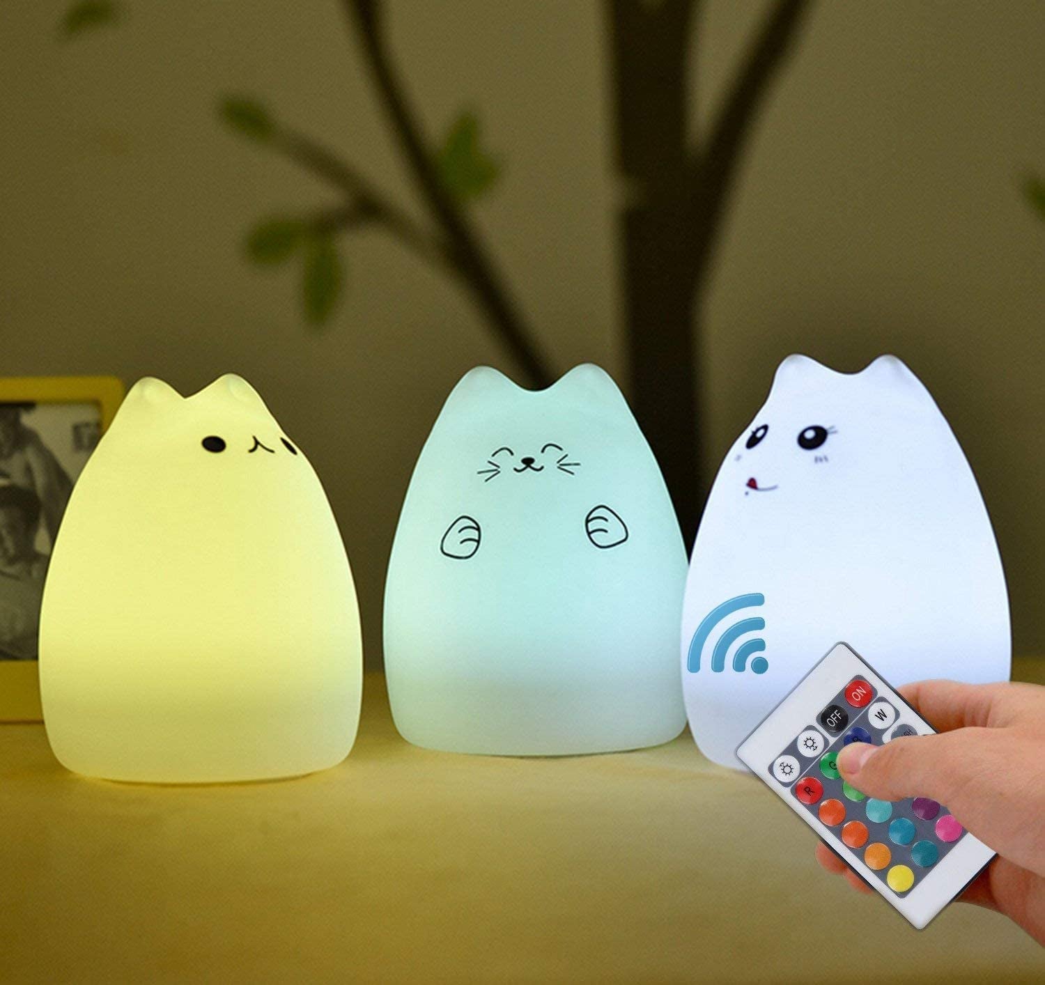 Cute Rechargeable Cat Night Light – Remote Control Silicone Lamp for Kids & Babies