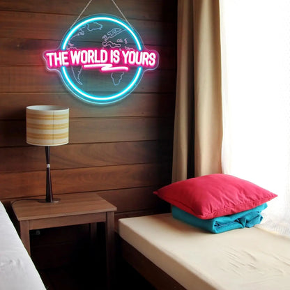 The World Is Yours Neon Sign - Carved Planet LED