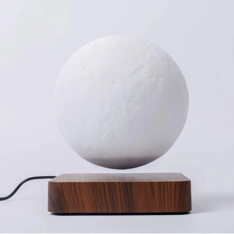 3D Magnetic Levitating Moon Lamp with Wooden Base