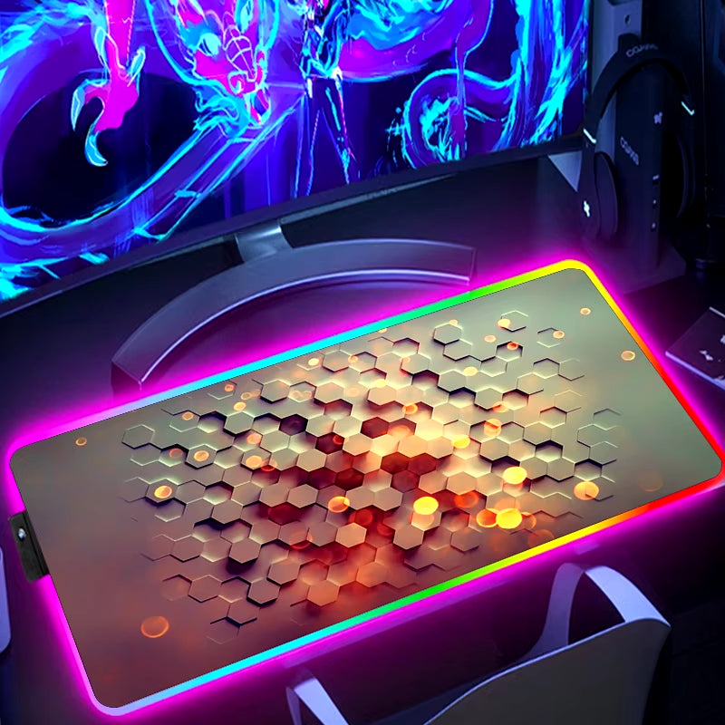 RGB Extended Hexagon Gaming Mouse Pad Desk Mat